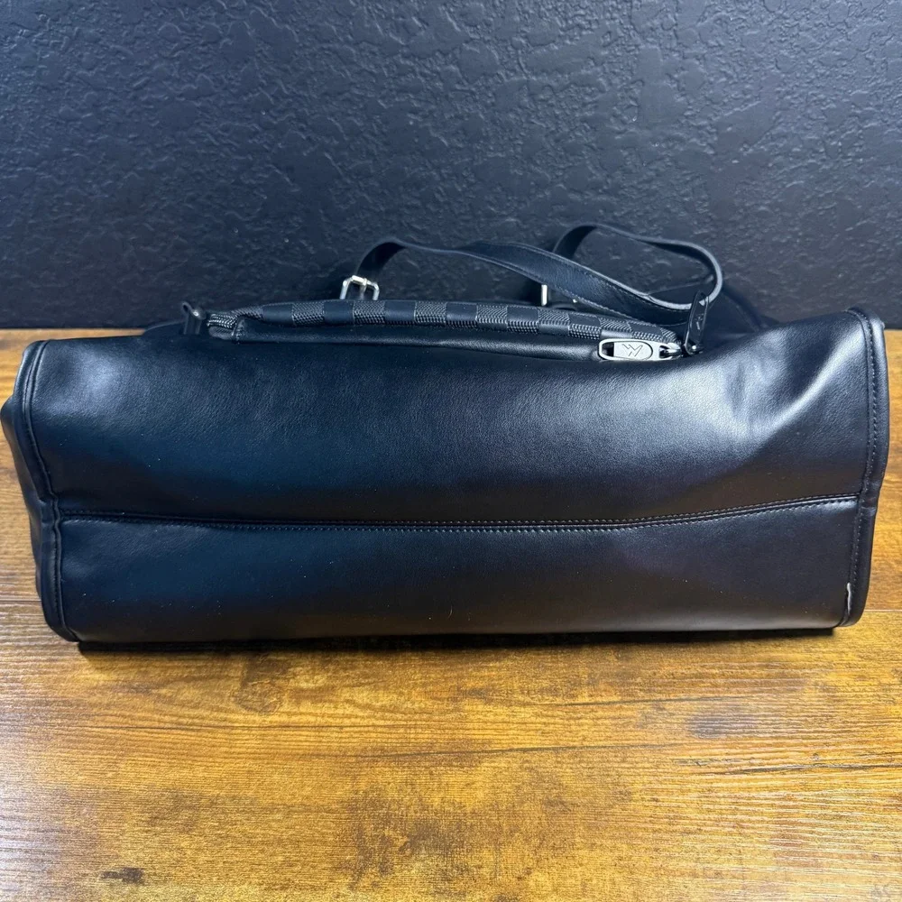 Matein Laptop Tote Black Faux Leather Work Shoulder Bag Women's‎ Large 15.6 inch